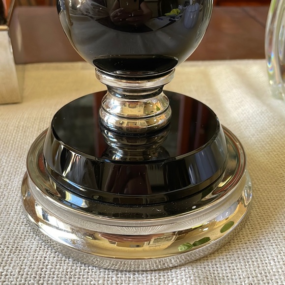 Art Deco silver color and black pillar candle holder stand decor accent display - Picture 4 of 7